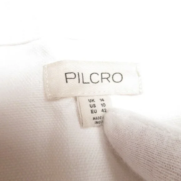 NWOT Anthropologie Pilcro Scoop-Neck Ruffle-Sleeve Buttondown Dress White Sz 10 - Picture 9 of 11